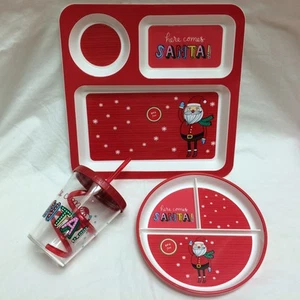 Juego/3 Bandeja Dividida Navidad Papá Noel Gratis para Niños, Plato de Merienda, Taza para Bebés Vacaciones - Imagen 1 de 5