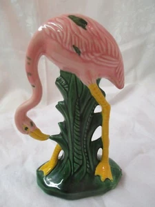 Vintage Ceramic pink yellow green Flamingo Bird Figurine - Picture 1 of 5