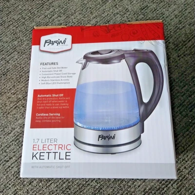 Nuevo Hervidor Eléctrico 1.7 Apagado Automático Protección Hervir-Secado Led Parini Glass Foto 1 de 4