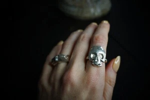 Truck Skull Ring, Handmade, Size P, 999 Solid Pure Silver, By Clovis - Picture 1 of 18