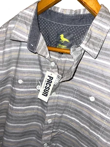 Modern Amusement Shirt Mens M Long Sleeved Button Up Gray Multi Striped - Picture 1 of 4