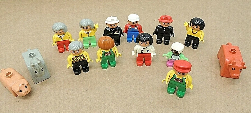 LEGO DUPLO PERSONAS, FIGURAS, ANIMALES, 2-1/4", LOTE DE 14 CUIDADORES DE ZOOLÓGICOS, BOMBEROS, POLICÍA Foto 1 de 4