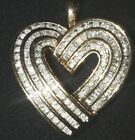 Baguette Diamond Heart Pendant signed GUSUN Gold Plate 