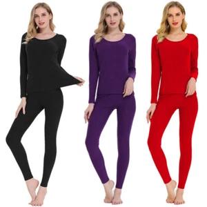 Women Thermal Underwear Set Soft Fleece Lined Long Johns Base Layer Top& Bottom - Picture 1 of 15