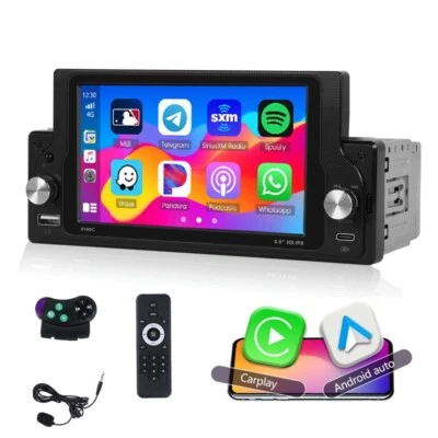 5.9'' 1 DIN Apple Carplay Android 13 Touch Screen Car Stereo Radio BT Bluetooth - Image 1 of 4