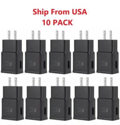 10x Cargador de Pared Negro Adaptable Enchufe de Carga Rápida para Teléfonos Samsung LG Foto 1 de 2