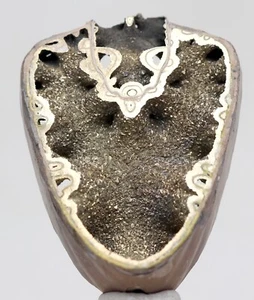 PYRITIZED AMMONITE Druzy Cabochon Pyrite Fossil Geode Cab Mineral Specimen Rock - Afbeelding 1 van 4