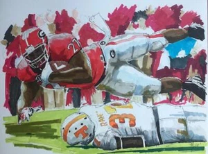 SEC SPORTS PLAYER PRINT of UGA running back Nick Chubb by Michael Brown - Picture 1 of 1