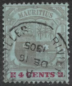 Escudo de armas SG143a SN:#100 1904 4c MAURICIO 1900-1905, usado - Imagen 1 de 2