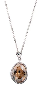 Auténtico collar colgante ovalado de cristales de Swarovski enchapado en rodio 7277 - Imagen 1 de 10
