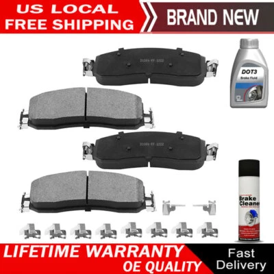 (4) Front Ceramic Brake Pad with Brake Fluid For Ford F250 05-12 F350 Super Duty - Image 1 of 4