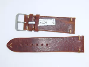 "Correa de correa de reloj de cuero genuino vintage FLUCO 24 mm marrón "TROJA ANTI-LOOK" - Imagen 1 de 2