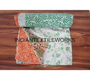 Indian Vintage Kantha Quilt Patchwork Bengali Kantha Throw Blanket Home Decor - Picture 1 of 9