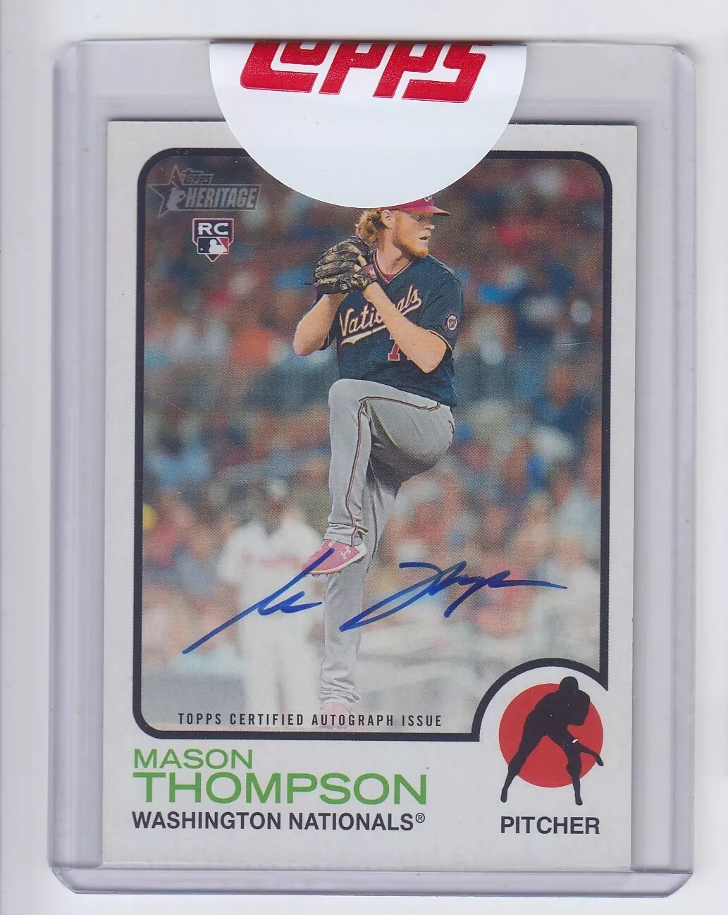2022 TOPPS HERITAGE MASON THOMPSON RC AUTOGRAPH HARD REAL ONE ROOKIE Nationals