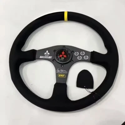 Volante deportivo de carreras negro plano cuero gamuza Mitsubishi OMP 350mm 14' Foto 1 de 4