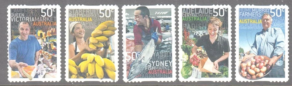 Australia 2007 Market Feast  Used set 5 self adhesive stamps - Image 1 of 1