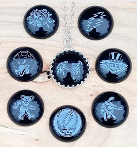 Sterling Silber und gravierter schwarzer Onyx Stealie - Bild 1 von 1