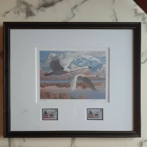 Leon Parson S/N 1986 gerahmter Utah Migratory Waterfowl Print & 2 Stamps - eine signiert - Bild 1 von 8