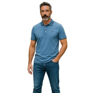 Camisa Polo Jack & Jones Hombre Talla Pequeña Azul Informal Golf Algodón - Imagen 1 de 12