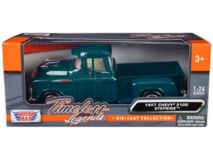 Motormax 79381T 1957 Chevrolet 3100 Stepside Pickup Truck Teal Metallic 1/24 - Picture 1 of 1
