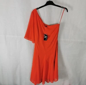 Ladies Dress Size 10 GEORGE Orange Chiffon One Shoulder Party Evening Wedding  - Picture 1 of 8