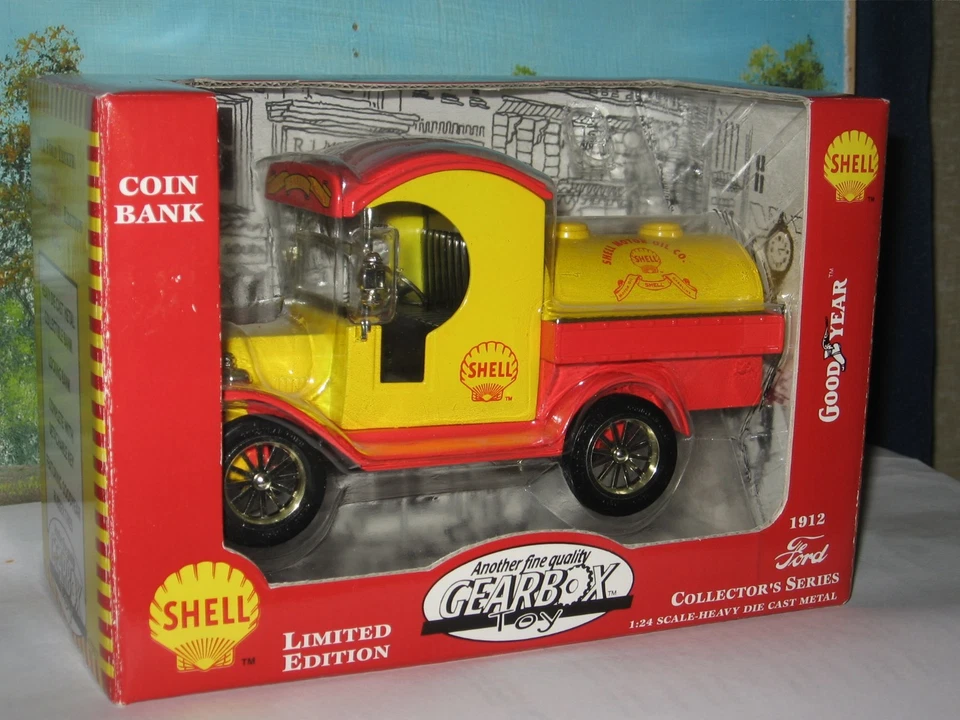 GEARBOX COLLECTABLES 1912 福特 TANKER SHELL MOTOR OIL CO. 硬币银行 — 第 1/1 张图片