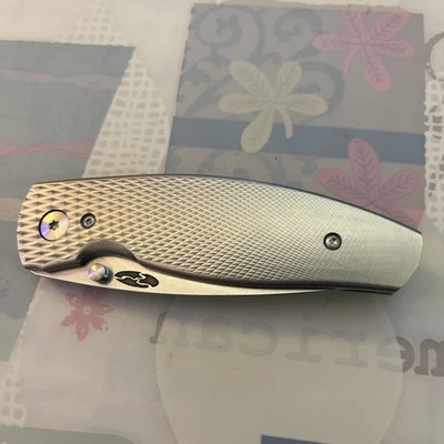 TRM Three Rivers Manufacturing The Neutron 2 Titanium Lizard Skin Knife - Image 1 of 4