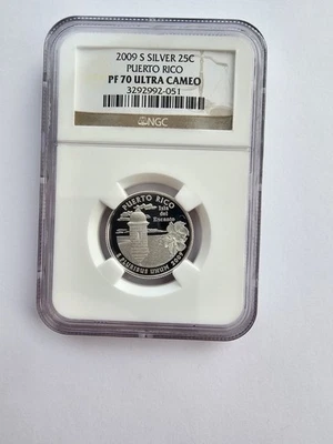 SILVER PF70 ULTRA CAMEO PUERTO RICO WASHINGTON QUARTER GRADED 25C S MINT AG COIN - Image 1 of 4