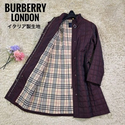 Abrigo Chaqueta Acolchada BURBERRY LONDON Nova Check Italia Tela Púrpura EE. UU. Talla S Foto 1 de 4