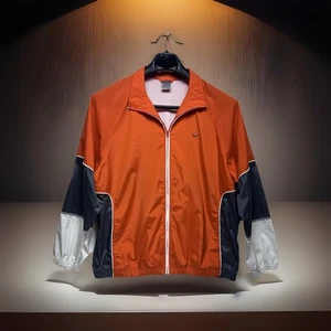 Giacca a vento uomo Nike taglia XL arancione grigio full zip atletica swoosh - Foto 1 di 11