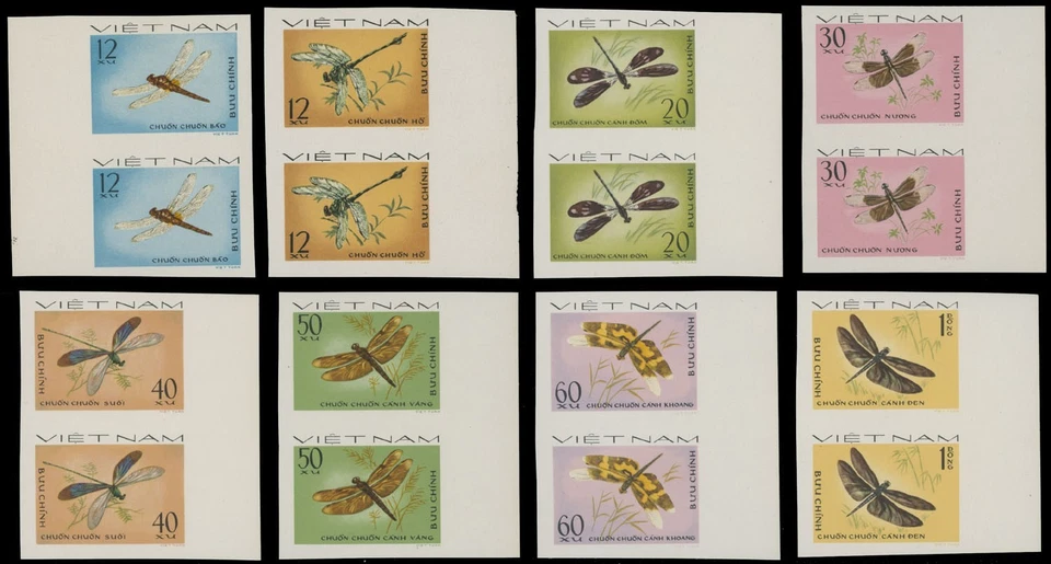 1977, VIETNÃ, LIBÉLULAS, 12XU-1D, CONJUNTO IMPERFEITO EM PARES VERTICAIS, NH SC #856-63 - Imagem 1 de 1
