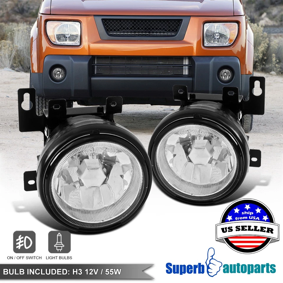 Fits 2003-2008 Honda Element Fog Lights Front Bumper Lamps+Switch+H3 Bulbs - Изображение 1 из 4