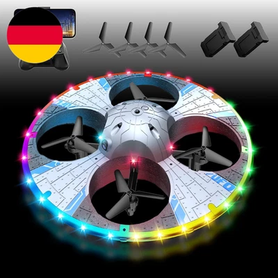 RC UFO Drohne Für Kinder Und Anfänger, Mini Drohne Mit Kamera Und Bunten LED Lic - Bild 1 von 4