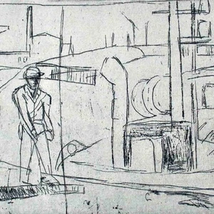 Olaf Nehmzow Hafenarbeiter Rügen Ostdeutsche Kunst signiert Radierung 1988 6/7 - Picture 1 of 3