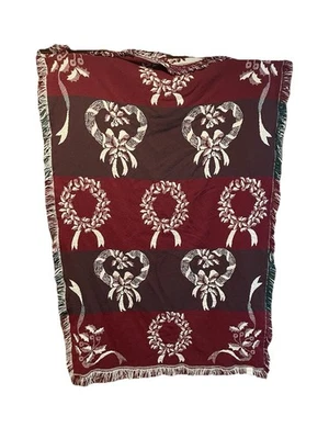 Vintage CHRINALAS DE NATAL Jogue colo COBERTOR Franja Tecido Tapeçaria 63x40 - Imagem 1 de 4