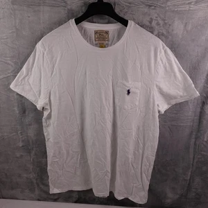 Camisa Polo Ralph Lauren Para Hombres 2XL Blanca Personalizada Calce Ajustado Bolsillo Cuello Redondo Poni - Imagen 1 de 4