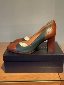 Ralph Lauren High Heeled Ladies Shoes Size 40B Brown And Green Leather - Picture 1 of 6