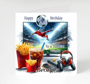 Personalisierte Geburtstagskarte Fußball Gaming für Bruder, Sohn, Enkel Gamer - Bild 1 von 5