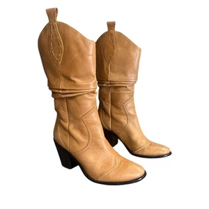 BCBG Botas 7 1/2 Vaquero Media Pantorrilla Tostado Guante Cuero 7.5 Western Festival - Imagen 1 de 6