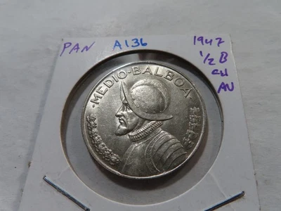 A136 Panama 1947 Silver 1/2 Balboa Choice AU - Image 1 of 2
