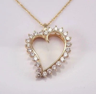 Elegante colgante de moissanita blanca de corte redondo de 2 quilates para mujer enchapado en oro amarillo de 14 k Foto 1 de 4