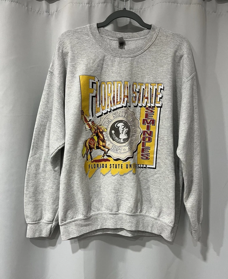 Vintage Florida State Seminoles Sweatshirt Gildan Sz L FSU Light Gray - Image 1 of 4