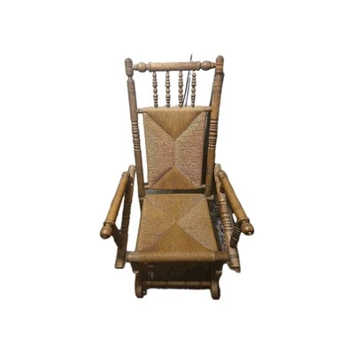 Rustic Antique 19th Century Hand-Carved Turned Rocking Chair - Image 1 of 4