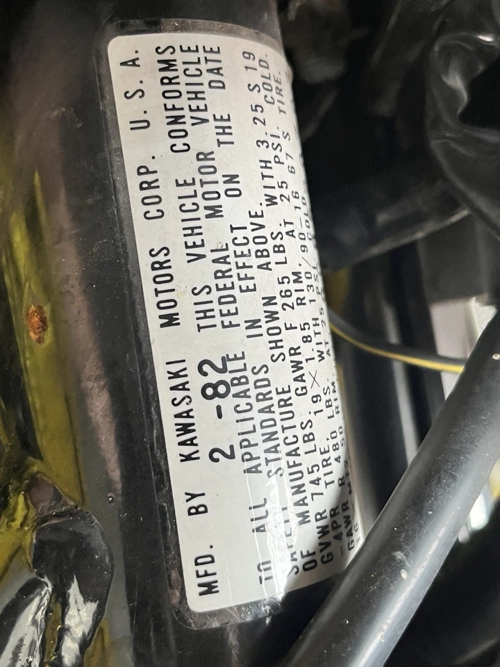 Kawasaki KZ440 LTD 1982 80-83 marco OEM solo con papeles Foto 1 de 4