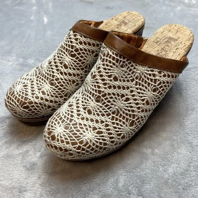 Zuecos Korks Kork Ease Nora Crochet Tacón Mules Mujer 8M Marfil Grueso Sin Cordones Foto 1 de 4