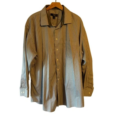 Pronto Uomo Platinum Egyptian Cotton Gingham Dress Shirt Men Size 19 34 35 - Image 1 of 4