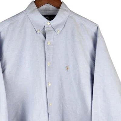 Ralph Lauren Yarmouth Oxford Button Down Shirt Blue Mens 16 1/2 34 Flesh Pony - Image 1 of 4