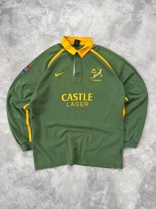 Vintage South Africa Rugby Shirt Mens L Green Springbok 02 Embroidered Logo - Picture 1 of 11
