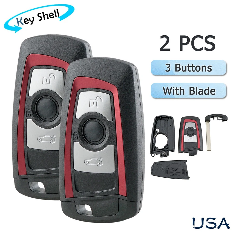 2 para BMW 328i 330i 335i 550i 740i controle remoto chaveiro estojo shell 3Btn YGOHUF5662 - Imagem 1 de 4