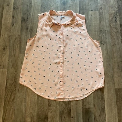 Blusa Elle Rosa Floral Sin Mangas con Botones Talla Grande Foto 1 de 4